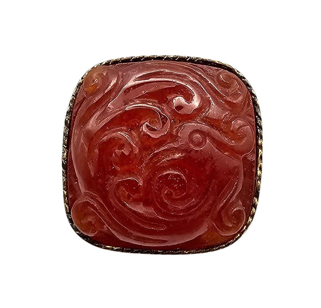 Carnelian Sterling Silver Gold Over Sterling Silver Ring Size 6.5 19.2 G (1 of 3)