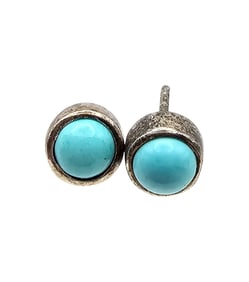 Signed Turquoise Sterling Silver Earrings 1.5 G