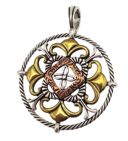 Carolyn Pollack Relios Sterling Silver Brass Copper Pendant 25.4 G