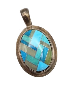 Carolyn Pollack Relios Turquoise Sterling Silver Pendant 17.1 G