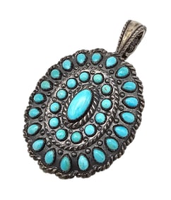 Carolyn Pollack Relios Turquoise Sterling Silver Pendant 36.6 G