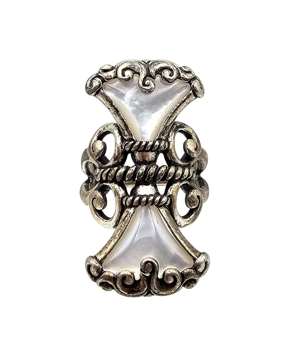 Carolyn Pollack Relios Mother Of Pearl Sterling Silver Ring Size 7.5 13.1 (1 of 3)