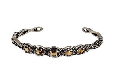 Carolyn Pollack Relios Amethyst Sterling Silver Cuff Bracelet 15.9 G