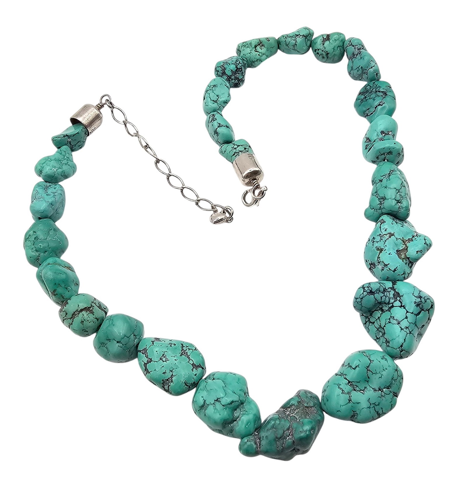 Jay King Mine Finds Turquoise Sterling Silver Necklace 99.4 G: Jay King Mine Finds Turquoise Sterling Silver Necklace 99.4 G