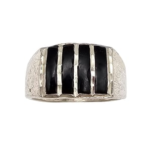 Wheeler Manufacturing Co Onyx Sterling Silver Ring Size 9.75 6.8 G