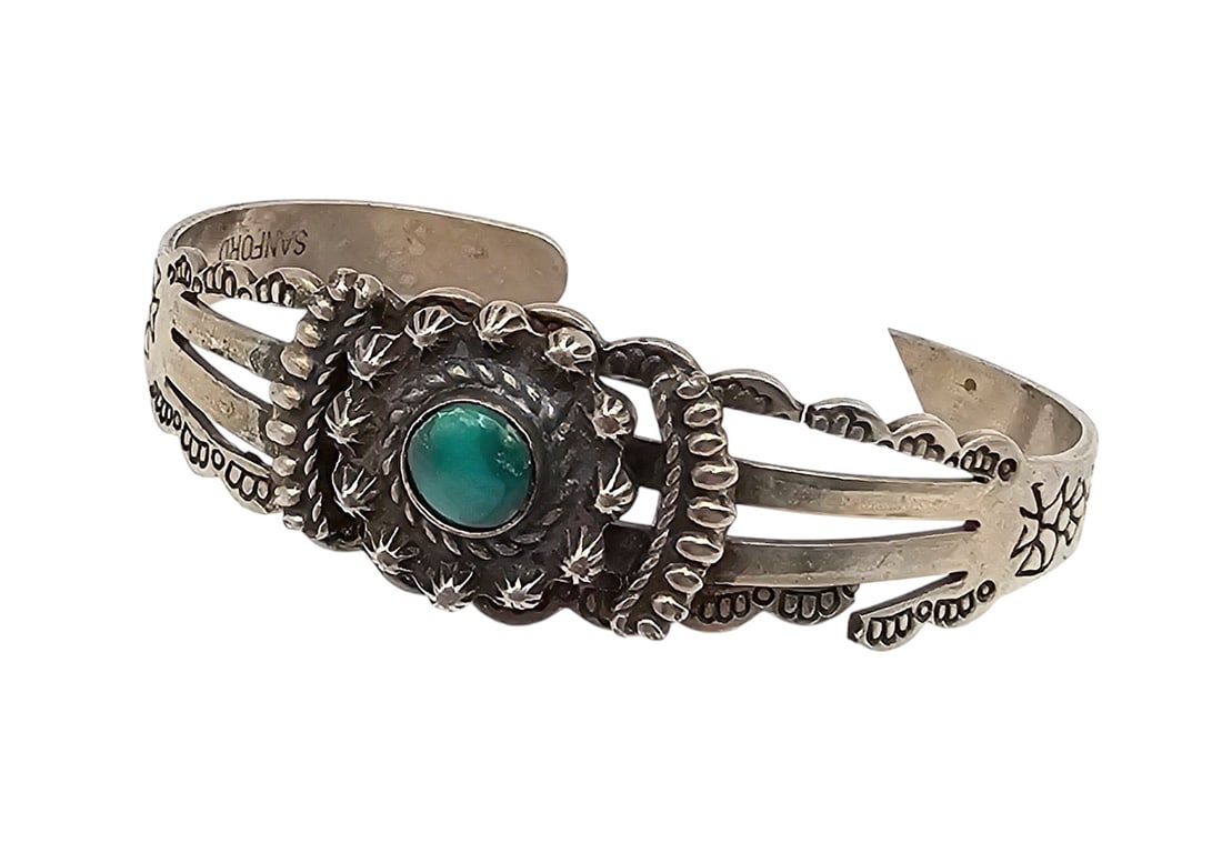 Sanford Turquoise Sterling Silver Cuff Bracelet 15.2 G (1 of 3)