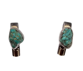 Lily Bar Turquoise Sterling Silver Earrings 6.6 G