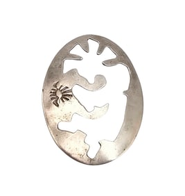 Signed Native Kokapeli Dancer Sterling Silver Pendant 1.3 G