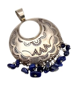 Quat Trading Lapis Sterling Silver Dangle Pendant 7.1 G