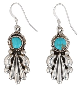 Verley Betone Navajo Sterling Kingman Turquoise Dangle Earrings