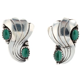First American Traders Sterling Malachite Earrings