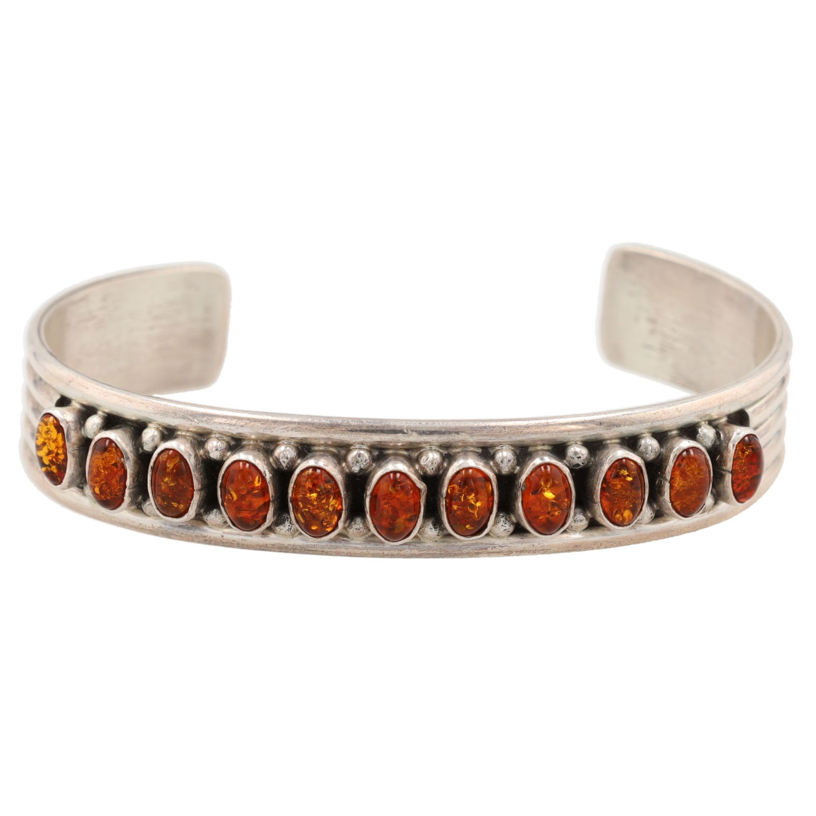 Lennie Mariano Navajo Sterling Amber Cuff Bracelet (1 of 7)