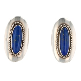 Robert M Johnson Navajo Sterling Lapis Lazuli Earrings