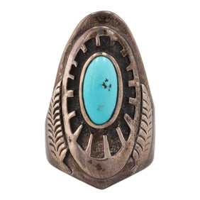 Ben Nighthorse Campbell Cheyenne Sterling Turquoise Ring Sz 6