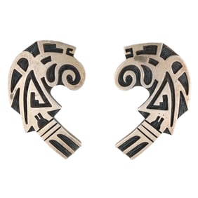 Monte Navasie Hopi Sterling Overlay Earrings