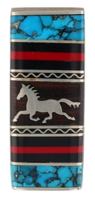 David Yellowhorse Navajo Multi Stone Inlay Money Clip