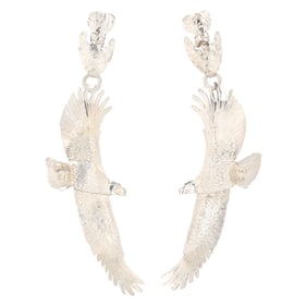 Will Arviso Navajo Sterling Soaring Eagle Dangle Earrings