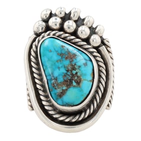 Navajo Sterling Turquoise Men's Ring Sz 11.5