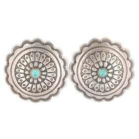 Vintage Navajo Sterling Stamped Turquoise Earrings