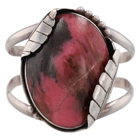 Navajo Sterling Rhodonite Cuff Bracelet