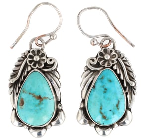 Navajo Sterling Turquoise Dangle Earrings