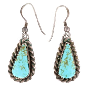 Lolita Platero Navajo Sterling Turquoise Dangle Earrings