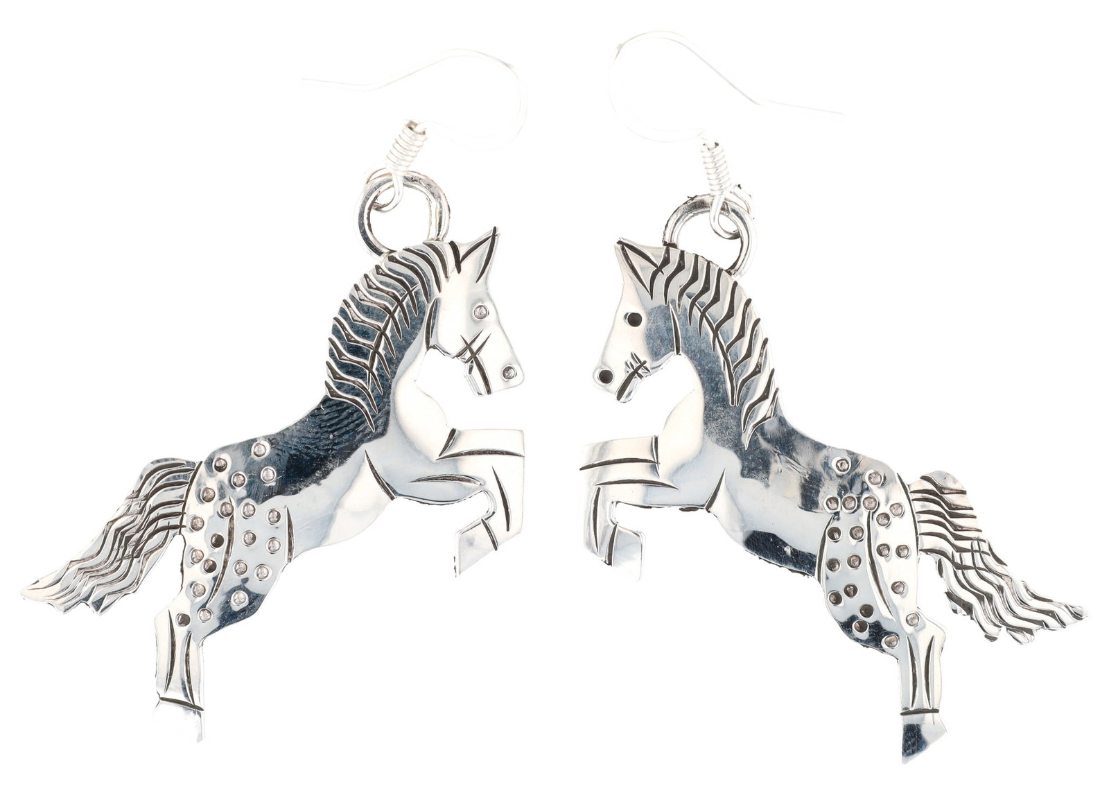 Louise Yazzie Navajo Sterling Horse Dangle Earrings (1 of 4)
