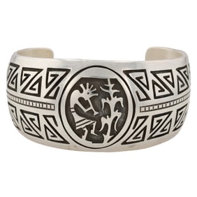 Lowell Draper Navajo Sterling Kokopelli Maze Cuff Bracelet