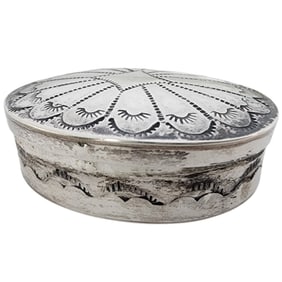 Cecil Sanders Navajo Sterling Stamped Pill Box