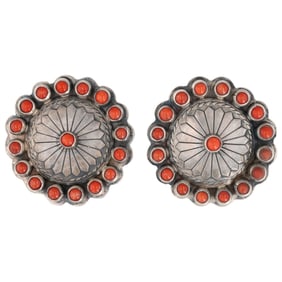 Leo Feeney Sterling Coral Snake Eye Pinwheel Earrings