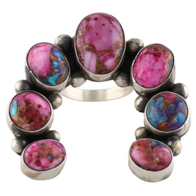 Augustine Largo Navajo Sterling Dahlia Turquoise Naja Adjustable Ring