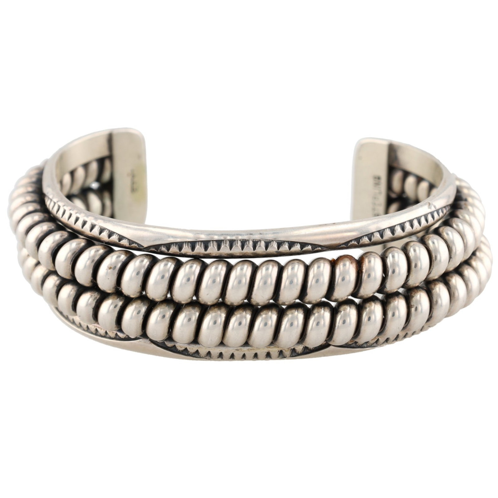 Nora Tahe Navajo Sterling Coil Cuff Bracelet (1 of 8)