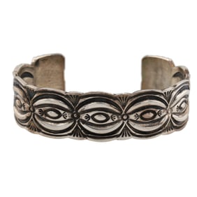 Darrell Cadman Navajo Heavy Gauge Sterling Stamped Cuff Bracelet