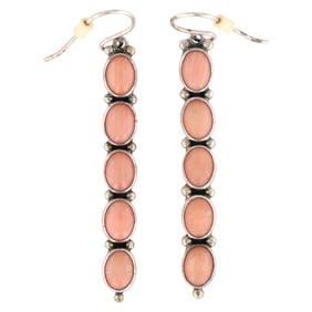 Gilo & Grace Nakai Navajo Sterling Coral Dangle Earrings