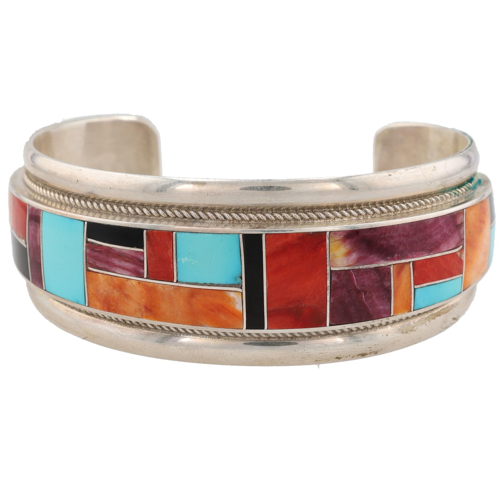 Rickell & Glendora Booqa Zuni Sterling Multi Stone Inlay Cuff Bracelet (1 of 7)