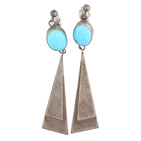 Vintage Navajo Sterling Turquoise Dangle Earrings