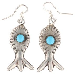 Tanya Yazzie Navajo Sterling Kingman Turquoise Cast Earrings