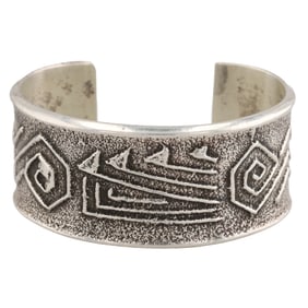 Ira Custer Navajo Sterling Tufa Cast Cuff Bracelet
