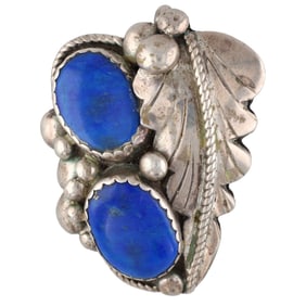 Eric & Carol Fierro Navajo Sterling Lapis Lazuli Pendant Brooch