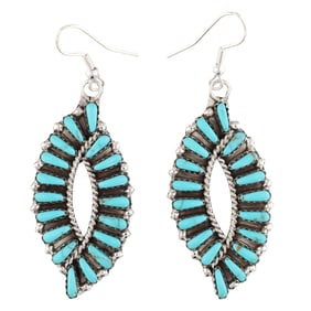 Tamara Benally Navajo Sterling Turquoise Needlepoint Earrings