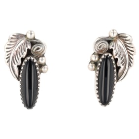 Richard Begay Navajo Sterling Onyx Earrings