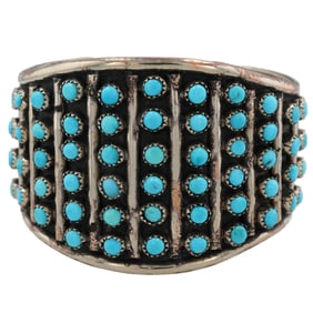 Vintage Navajo Sterling Turquoise Snake Eye Cuff Bracelet