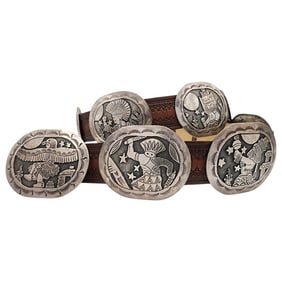 Floyd Becenti Jr. Navajo Sterling Native American Ritual Dancer Storyteller Concho Belt