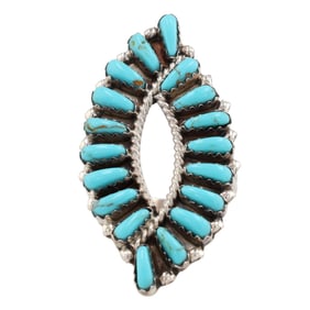 Tamara Benally Navajo Sterling Turquoise Petit Point Ring Sz 8