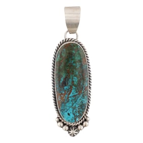 Scott Skeets Navajo Sterling Kingman Turquoise Pendant