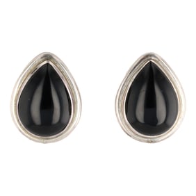 Mike Begay Navajo Sterling Onyx Earrings