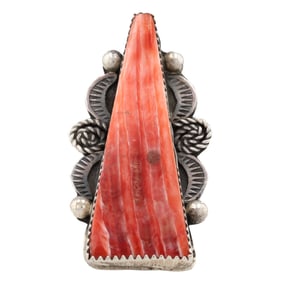 Tia Long Navajo Sterling Spiny Oyster Adjustable Ring