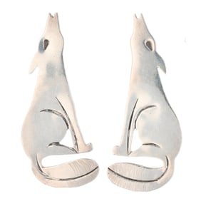 Navajo Sterling Howling Wolf Earrings