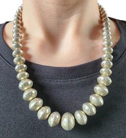 Vintage Navajo Sterling Hand Stamped Graduated Bead Necklace