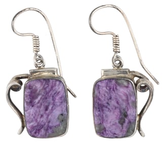 Gary G. Sanchez Navajo Sterling Charoite Dangle Earrings